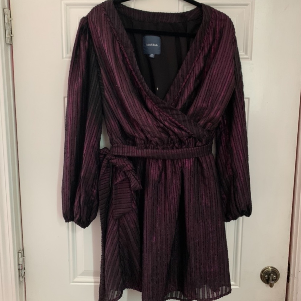 Modcloth purple metallic wrap dress size 2x